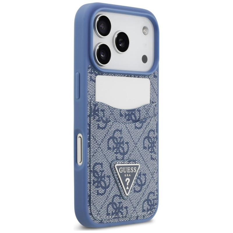 Funda triangular Guess 4G Double Card para Apple iPhone 18 Pro / 17 Pro, azul