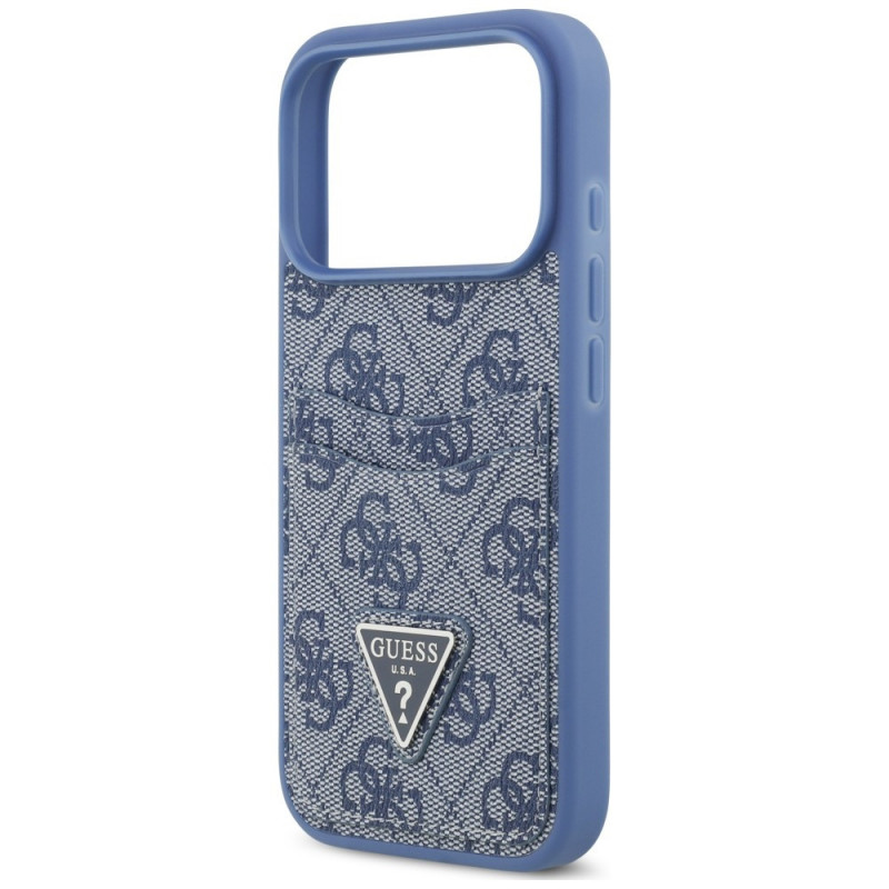 Funda triangular Guess 4G Double Card para Apple iPhone 18 Pro / 17 Pro, azul