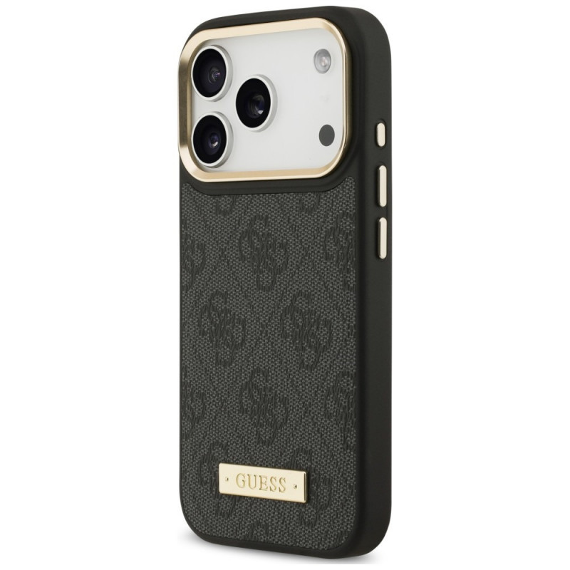 Funda Guess 4G Logo Plate MagSafe para Apple iPhone 18 Pro / 17 Pro, negra