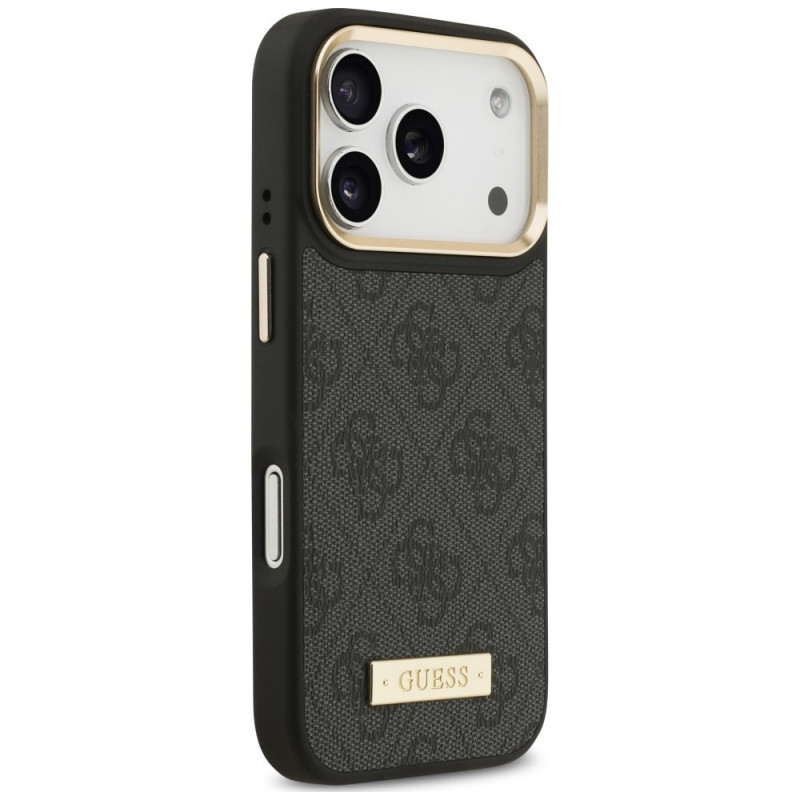 Funda Guess 4G Logo Plate MagSafe para Apple iPhone 18 Pro / 17 Pro, negra