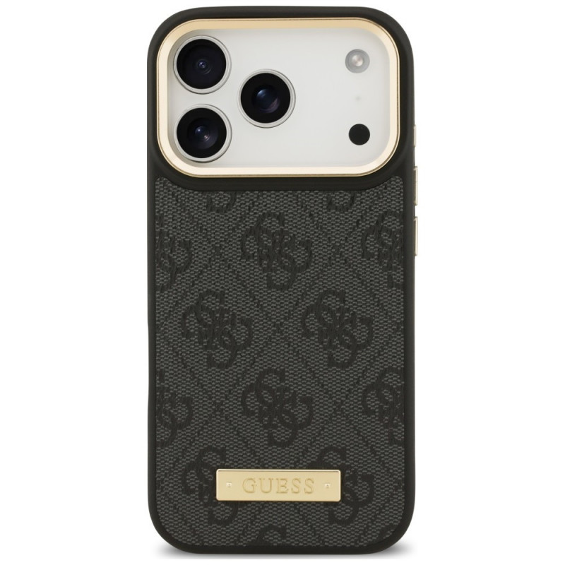 Funda Guess 4G Logo Plate MagSafe para Apple iPhone 18 Pro Max / 17 Pro Max, negra