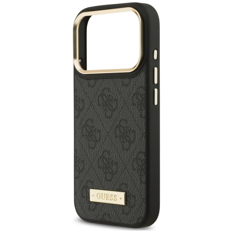 Funda Guess 4G Logo Plate MagSafe para Apple iPhone 18 Pro Max / 17 Pro Max, negra