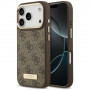 Funda Guess 4G Logo Plate MagSafe para Apple iPhone 18 Pro / 17 Pro, marrón