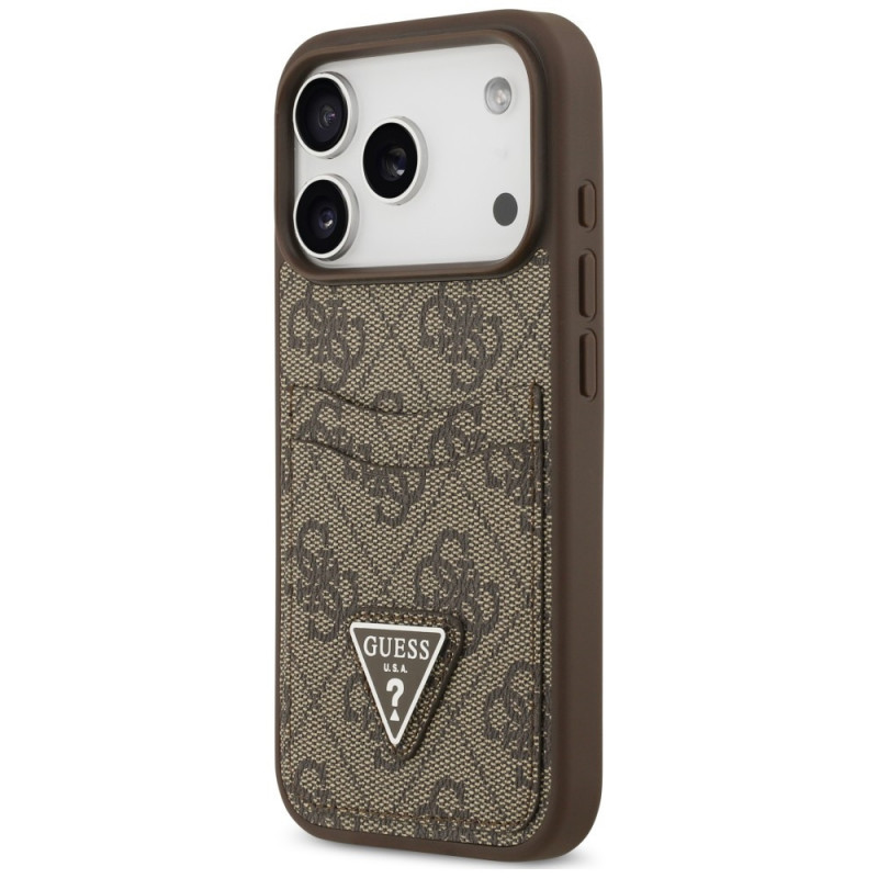 Funda triangular Guess 4G Double Card para Apple iPhone 18 Pro / 17 Pro, marrón