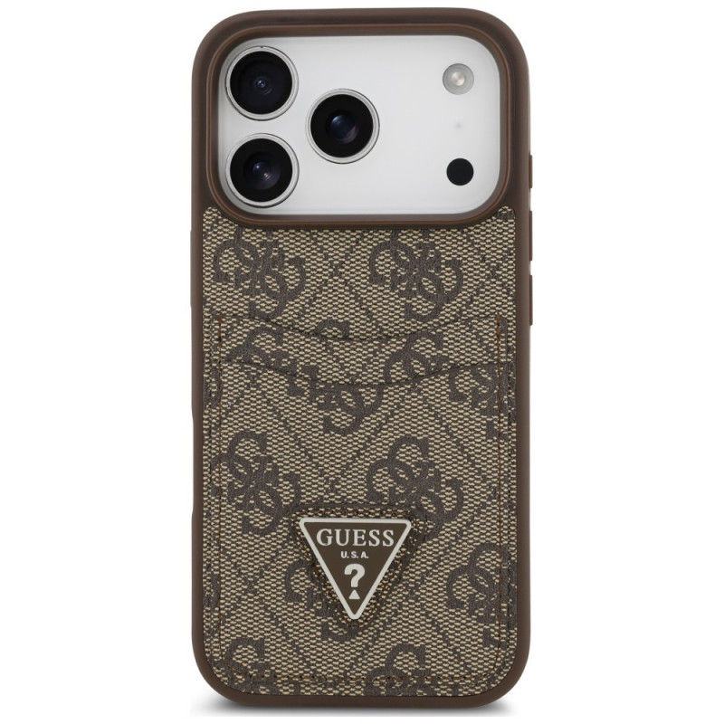 Funda triangular Guess 4G Double Card para Apple iPhone 18 Pro / 17 Pro, marrón
