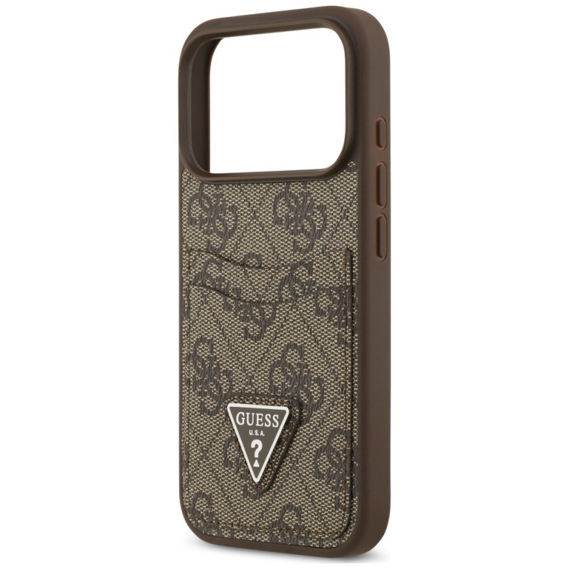 Funda triangular Guess 4G Double Card para Apple iPhone 18 Pro / 17 Pro, marrón
