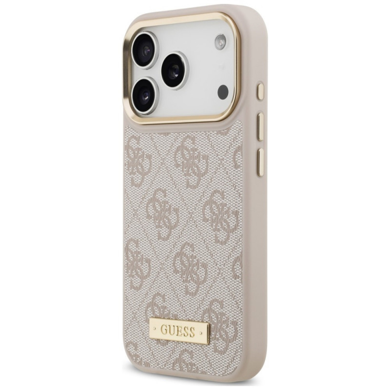 Funda MagSafe Guess 4G Logo Plate para Apple iPhone 18 Pro / 17 Pro, rosa