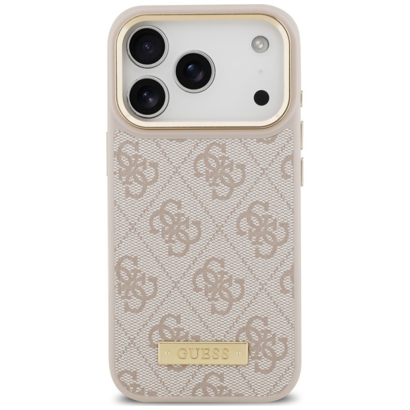 Funda MagSafe Guess 4G Logo Plate para Apple iPhone 18 Pro / 17 Pro, rosa