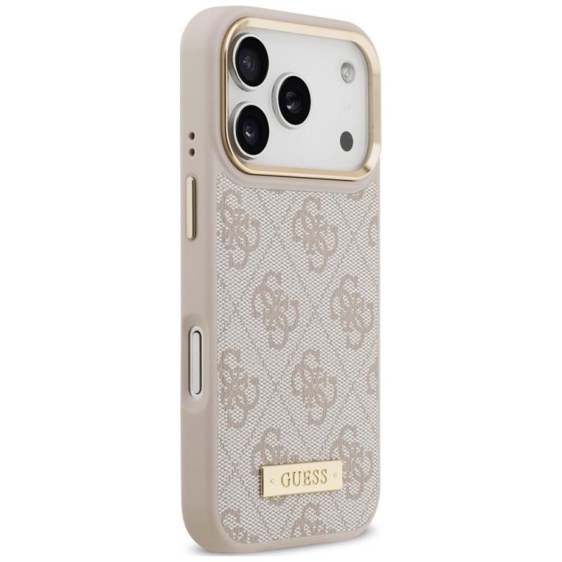 Funda MagSafe Guess 4G Logo Plate para Apple iPhone 18 Pro / 17 Pro, rosa