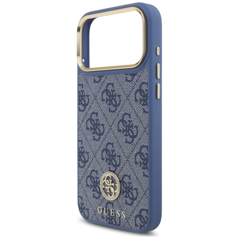 Funda MagSafe Guess 4G Strass Logo para Apple iPhone 18 Pro Max / 17 Pro Max, azul