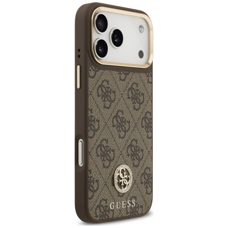 Funda MagSafe Guess 4G Strass Logo para Apple iPhone 18 Pro Max / 17 Pro Max, marrón