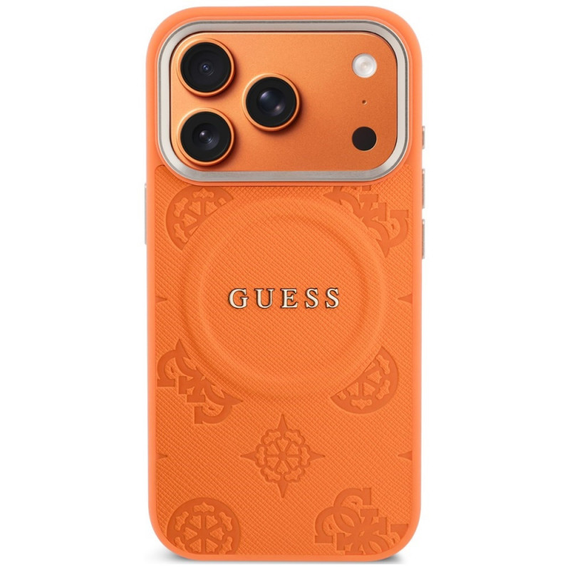 Funda MagSafe Guess Peony Hot Stamp para Apple iPhone 18 Pro Max / 17 Pro Max, naranja