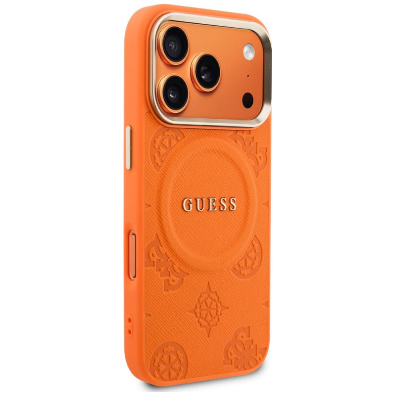 Funda MagSafe Guess Peony Hot Stamp para Apple iPhone 18 Pro Max / 17 Pro Max, naranja