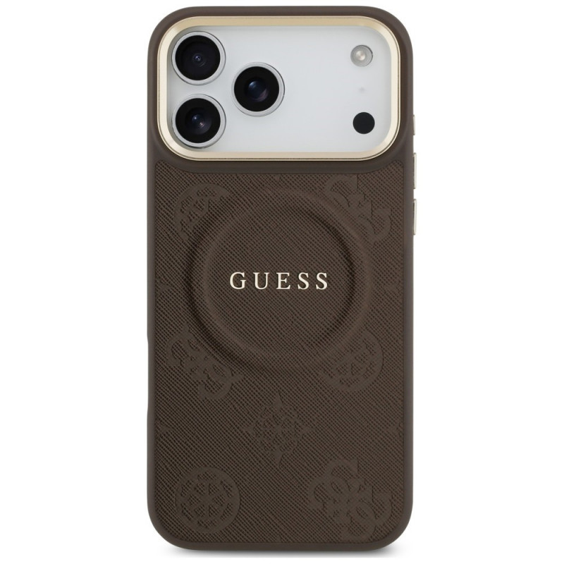 Funda MagSafe Guess Peony Hot Stamp para Apple iPhone 18 Pro Max / 17 Pro Max, marrón