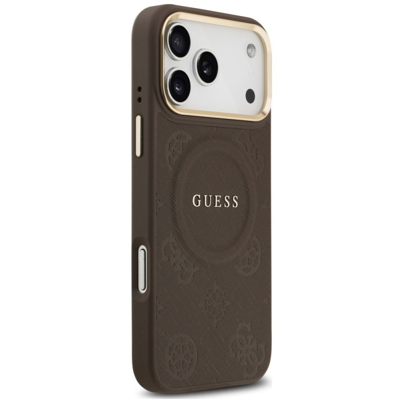 Funda MagSafe Guess Peony Hot Stamp para Apple iPhone 18 Pro Max / 17 Pro Max, marrón