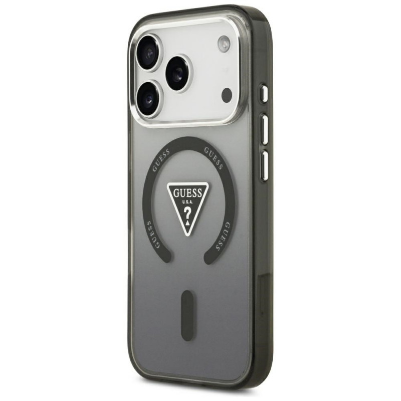 Funda MagSafe Guess IML Gradient Triangle Logo para Apple iPhone 18 Pro Max / 17 Pro Max, negra