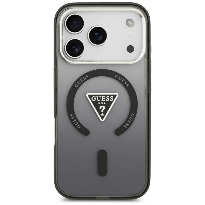 Funda MagSafe Guess IML Gradient Triangle Logo para Apple iPhone 18 Pro Max / 17 Pro Max, negra