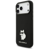 Funda Karl Lagerfeld Silicone Choupette Metal Pin para Apple iPhone 18 Pro Max / 17 Pro Max, negra