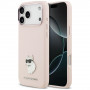 Funda Karl Lagerfeld Silicone Choupette Metal Pin para Apple iPhone 18 Pro Max / 17 Pro Max, rosa