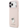 Funda Karl Lagerfeld Silicone Choupette Metal Pin para Apple iPhone 18 Pro Max / 17 Pro Max, rosa