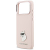 Funda Karl Lagerfeld Silicone Choupette Metal Pin para Apple iPhone 18 Pro Max / 17 Pro Max, rosa
