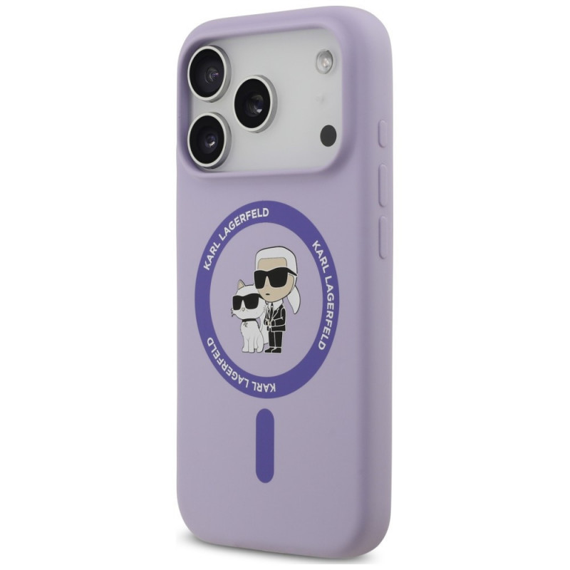 Funda MagSafe con anillo de silicona Karl&Choupette Karl Lagerfeld para Apple iPhone 18 Pro / 17 Pro, morada