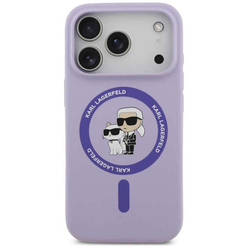 Funda MagSafe con anillo de silicona Karl&Choupette Karl Lagerfeld para Apple iPhone 18 Pro / 17 Pro, morada