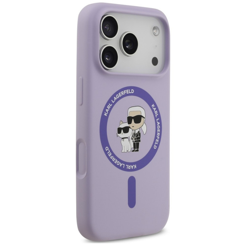 Funda MagSafe con anillo de silicona Karl&Choupette Karl Lagerfeld para Apple iPhone 18 Pro / 17 Pro, morada