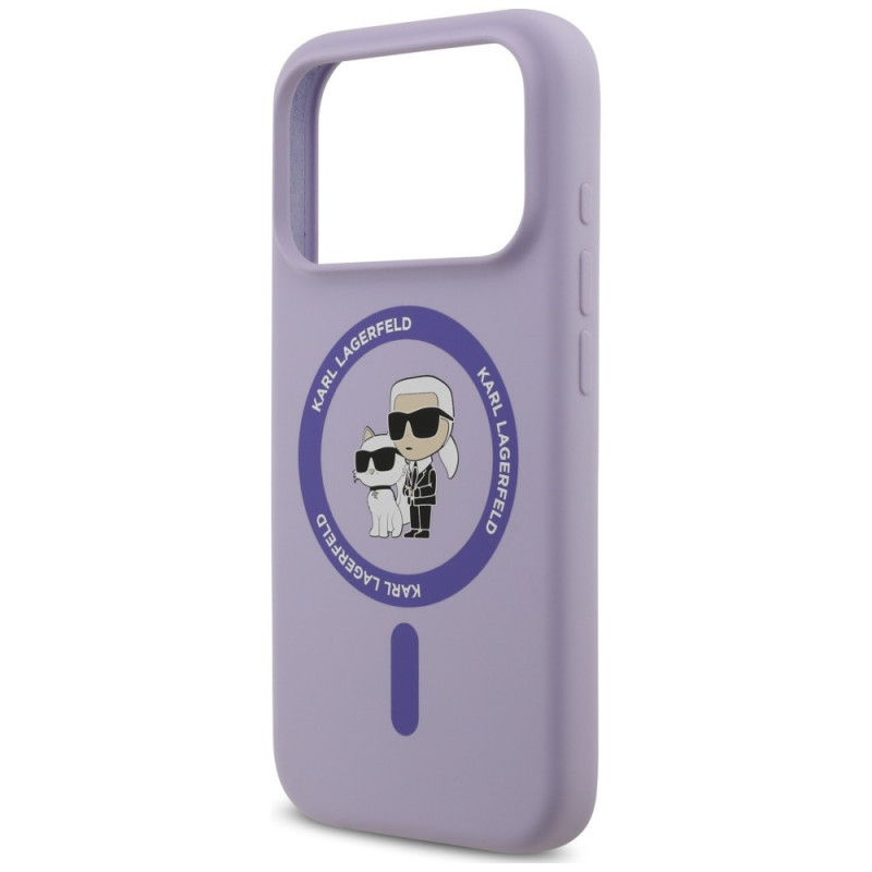 Funda MagSafe con anillo de silicona Karl&Choupette Karl Lagerfeld para Apple iPhone 18 Pro / 17 Pro, morada