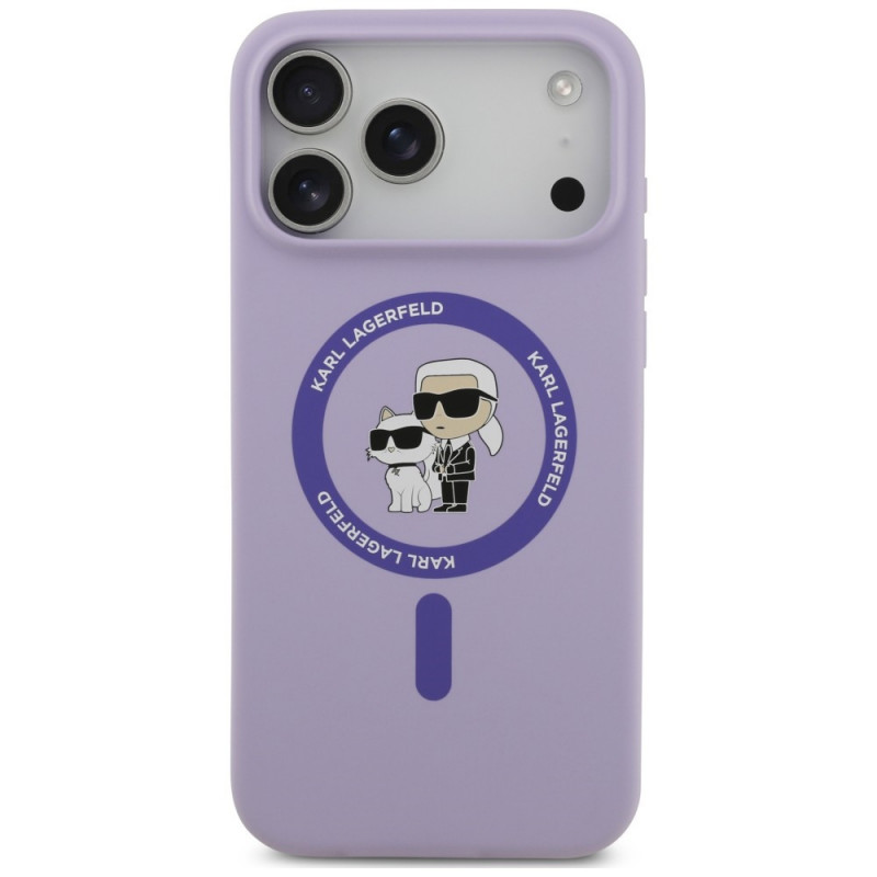 Funda MagSafe con anillo Silicone Karl&Choupette Karl Lagerfeld para Apple iPhone 18 Pro Max / iPhone 17 Pro Max, morada