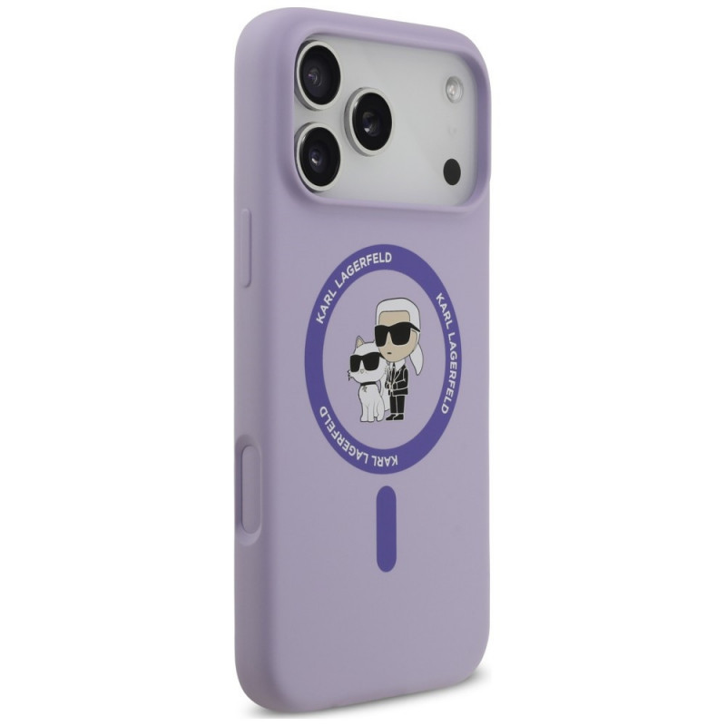 Funda MagSafe con anillo Silicone Karl&Choupette Karl Lagerfeld para Apple iPhone 18 Pro Max / iPhone 17 Pro Max, morada