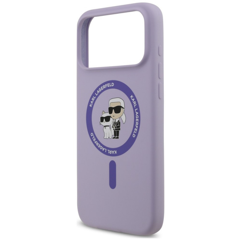 Funda MagSafe con anillo Silicone Karl&Choupette Karl Lagerfeld para Apple iPhone 18 Pro Max / iPhone 17 Pro Max, morada