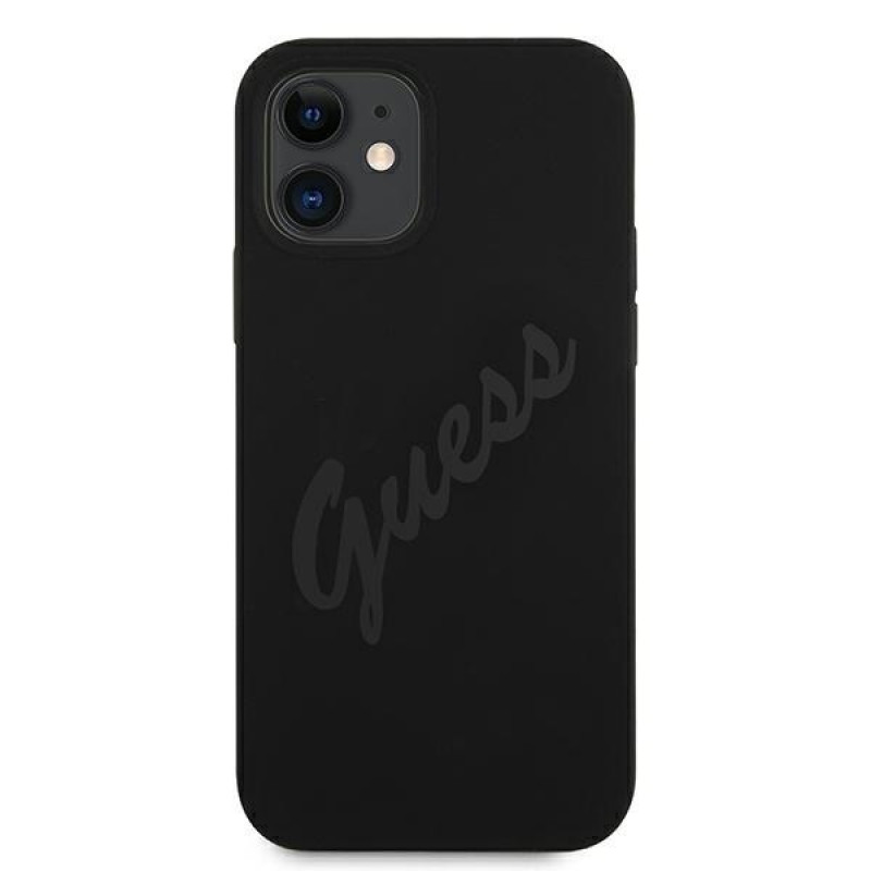 Funda rígida Guess GUHCP12SLSVSBK Script Vintage para Apple iPhone 12 mini 5.4", negro/negro