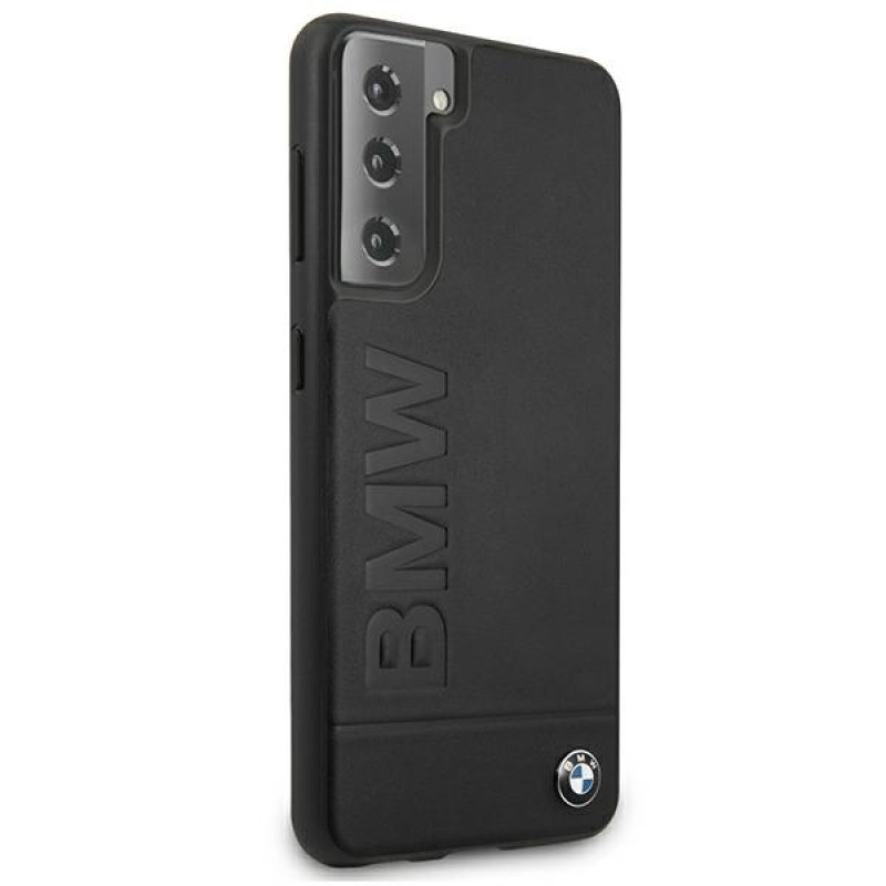 Funda rígida BMW BMHCS21MSLLBK Signature con logotipo en relieve para Samsung Galaxy S21+, negra