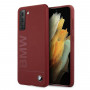 Funda rígida BMW BMHCS21MSLBLRE Silicone Signature Logo para Samsung Galaxy S21+, roja