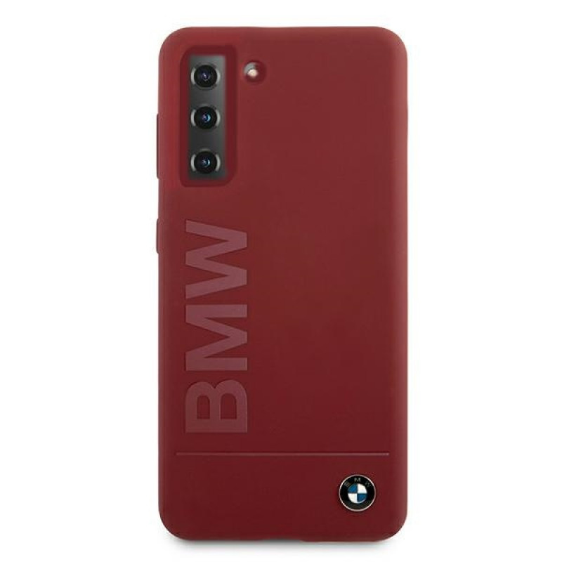 Funda rígida BMW BMHCS21MSLBLRE Silicone Signature Logo para Samsung Galaxy S21+, roja
