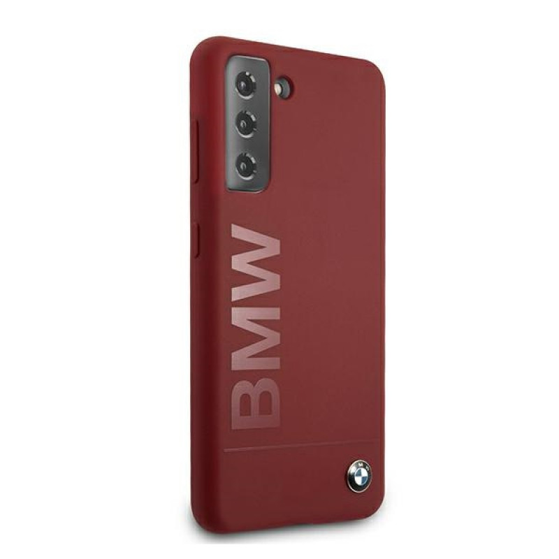 Funda rígida BMW BMHCS21MSLBLRE Silicone Signature Logo para Samsung Galaxy S21+, roja