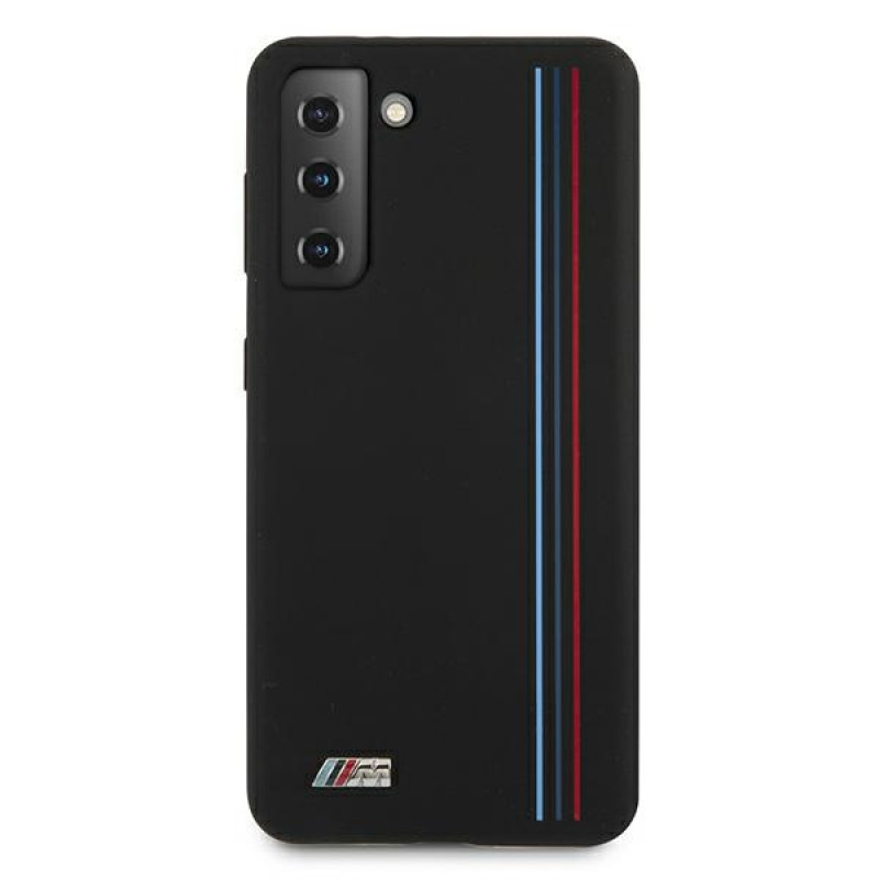 Funda BMW BMHCS21MSIVTBK Silicone Stripes M Collection para Samsung Galaxy S21+, negra