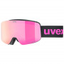 Gafas de esquí para niños UVEX pwdr FM, negro/rosa/verde/transparente