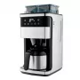 Cafetera de filtro Medion MD 19911 con molinillo, jarra térmica, 1000 W, plata/negro