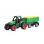 Tractor metálico Amewi con remolque, 1:64, RTR, verde