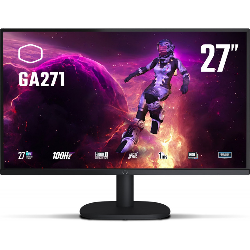 Monitor Cooler Master GA271 CMI-GA271-EK de 27 pulgadas, 68,6 cm, 2560 x 1440, VA, 1 ms, 100 Hz, HDR, DisplayPort, HDMI