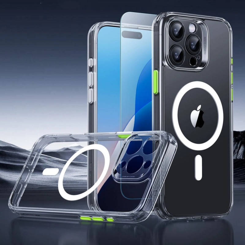Funda ESR Classic Pro Set HaloLock MagSafe con cristal templado para Apple iPhone 16 Pro Max, transparente