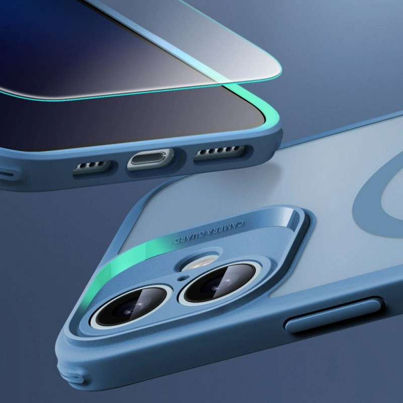 Funda ESR Classic Pro Set HaloLock MagSafe con cristal templado para Apple iPhone 16, azul esmerilado