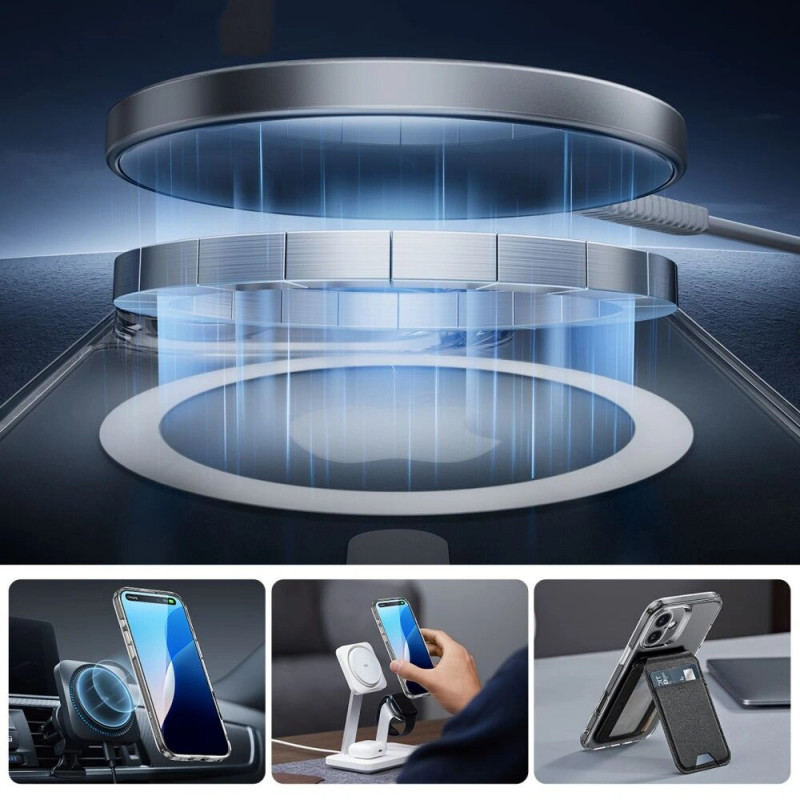 Funda ESR Classic Pro Set HaloLock MagSafe con cristal templado para Apple iPhone 16, transparente