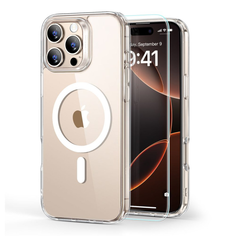Funda ESR Classic Hybrid HaloLock MagSafe con cristal templado para Apple iPhone 16 Pro Max, transparente