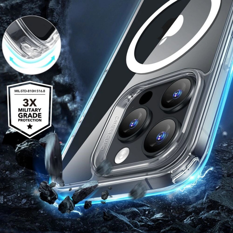 Funda ESR Classic Hybrid HaloLock MagSafe con cristal templado para Apple iPhone 16 Pro Max, transparente