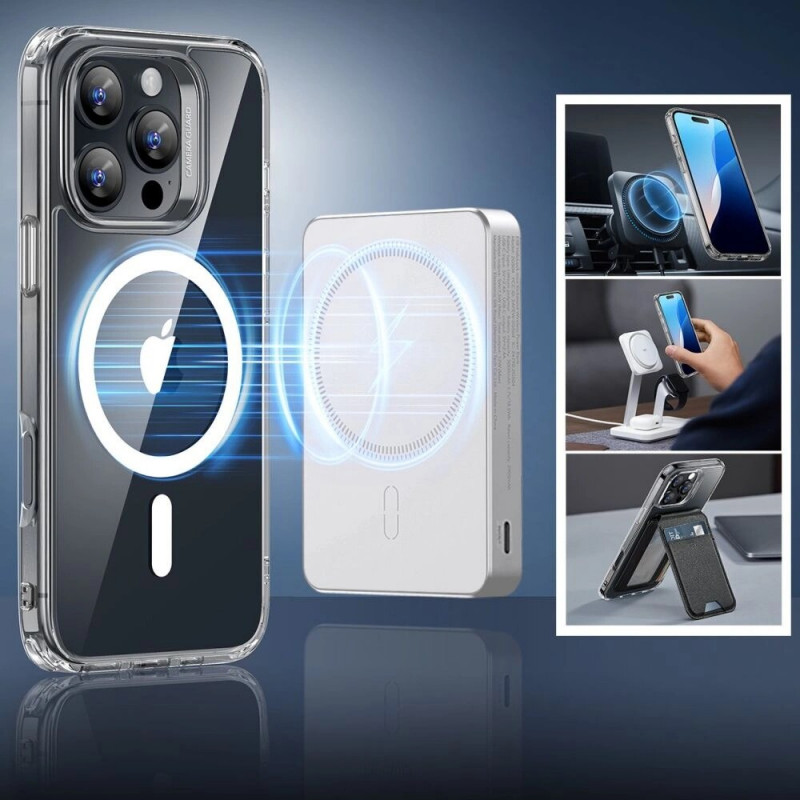 Funda ESR Classic Hybrid HaloLock MagSafe con cristal templado para Apple iPhone 16 Pro Max, transparente