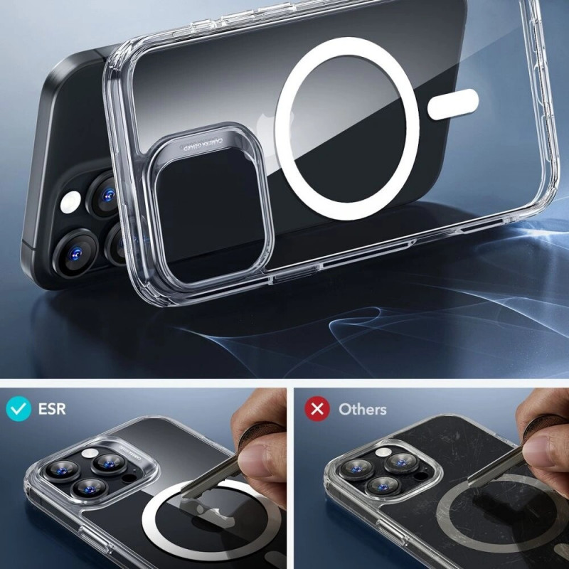 Funda ESR Classic Hybrid HaloLock MagSafe con cristal templado para Apple iPhone 16 Pro Max, transparente