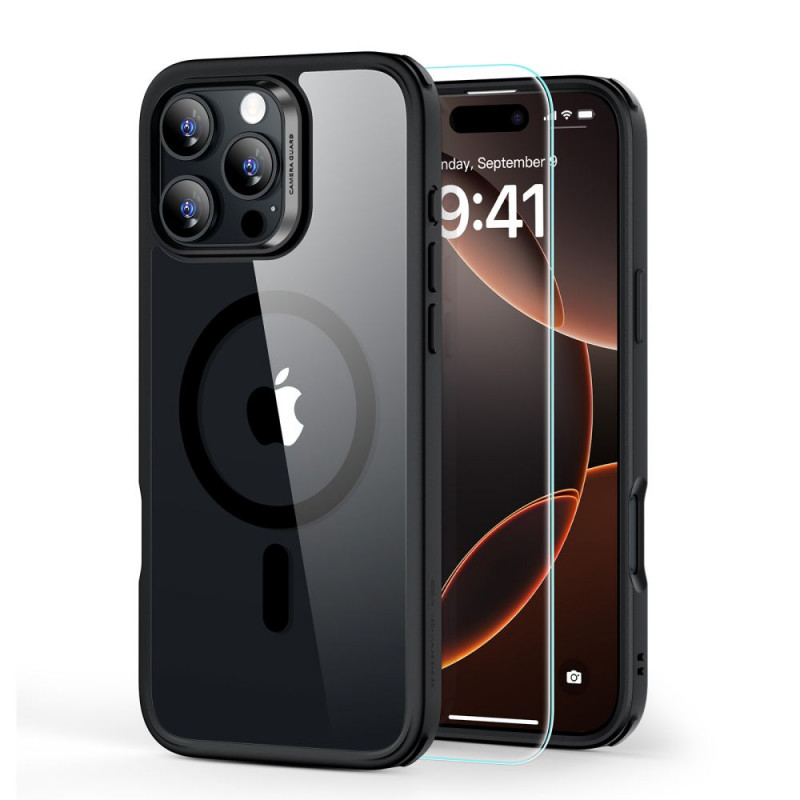 Funda ESR Classic Hybrid HaloLock MagSafe con cristal templado para Apple iPhone 16 Pro Max, transparente/negra